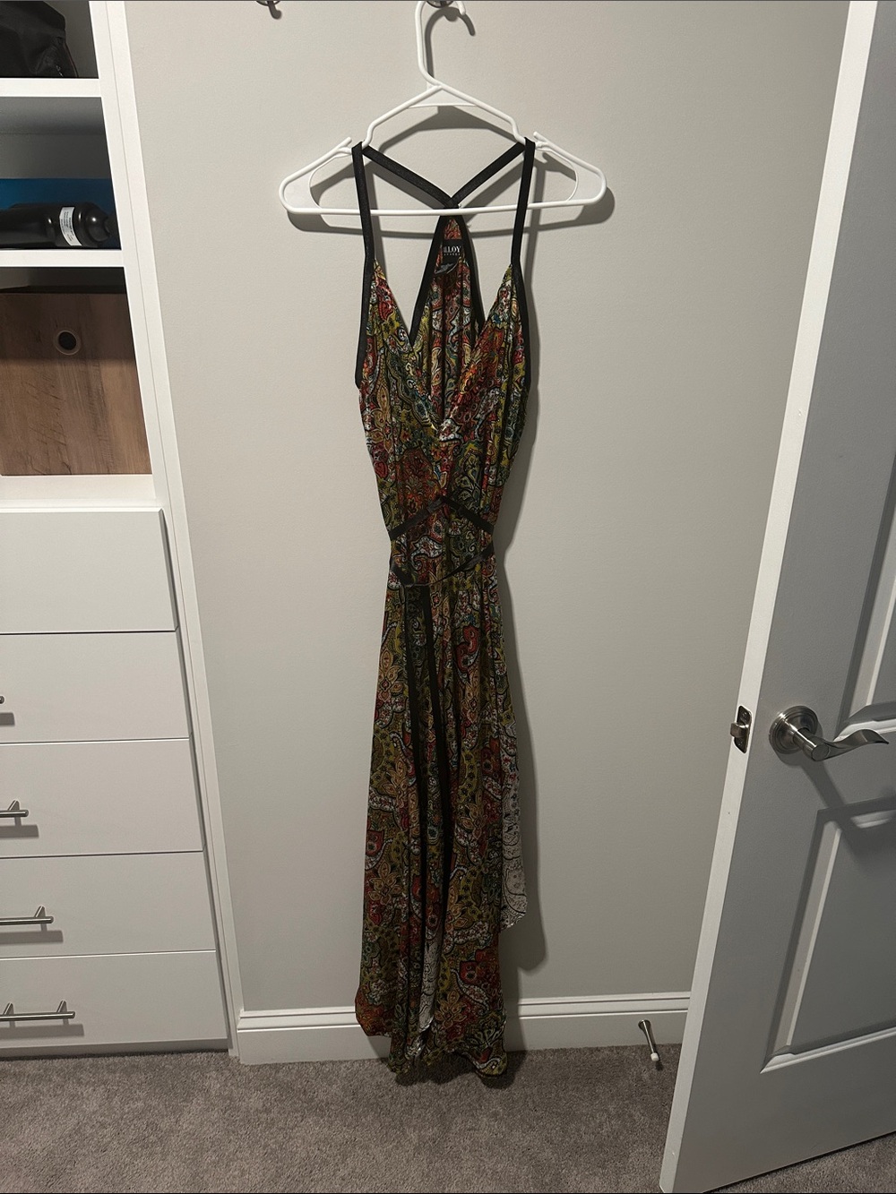 ALLOY Paisley Maxi Dress in Red, Green and Black